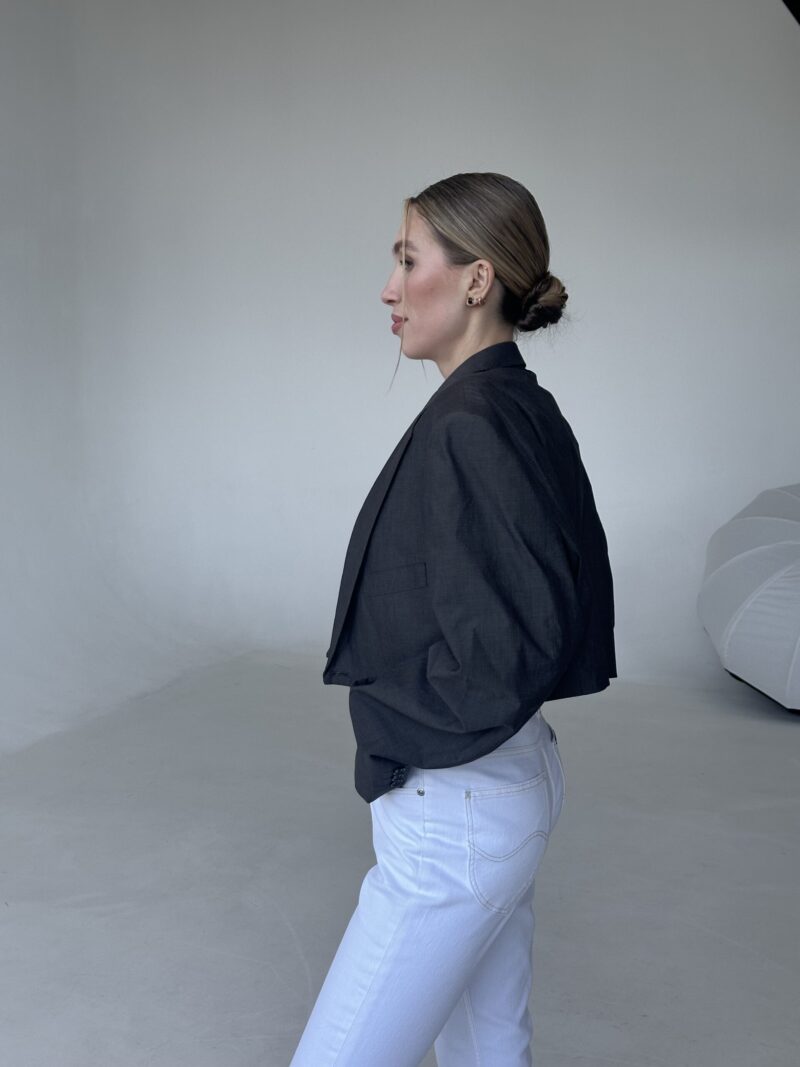 MINI KLASYCZNA SZARO-BRĄZOWA MARYNARKA