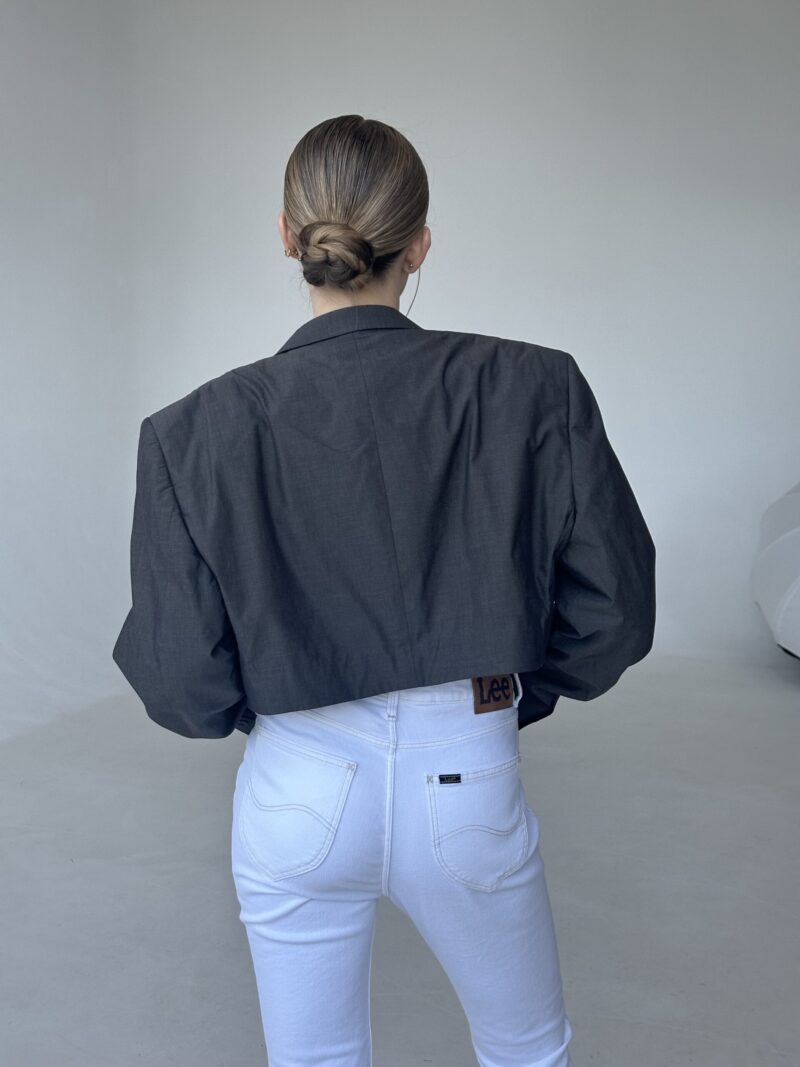 MINI KLASYCZNA SZARO-BRĄZOWA MARYNARKA