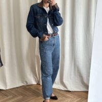 KURTKA JEANSOWA ZE SKÓRZANYM KOŁNIERZEM ORAZ MANKIETAMI no6