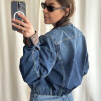 KURTKA JEANSOWA ZE SKÓRZANYM KOŁNIERZEM ORAZ MANKIETAMI no6