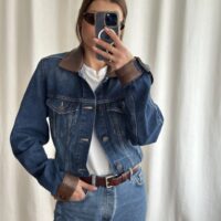 KURTKA JEANSOWA ZE SKÓRZANYM KOŁNIERZEM ORAZ MANKIETAMI no6