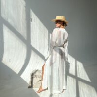 DŁUGIE KIMONO W KOLORZE KOŚCI SŁONIOWEJ