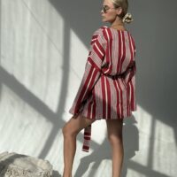 KRÓTKIE KIMONO W CZERWONE PASY