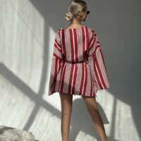 KRÓTKIE KIMONO W CZERWONE PASY