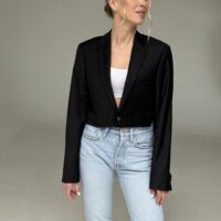 MINI WEŁNIANA CZARNA MARYNARKA no3