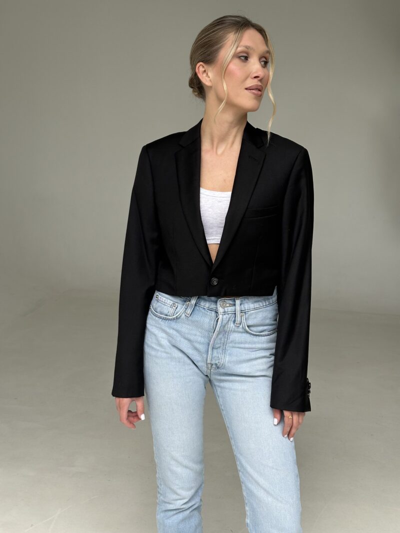 MINI WEŁNIANA CZARNA MARYNARKA no3