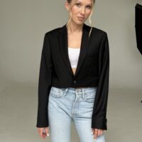 MINI WEŁNIANA CZARNA MARYNARKA no3