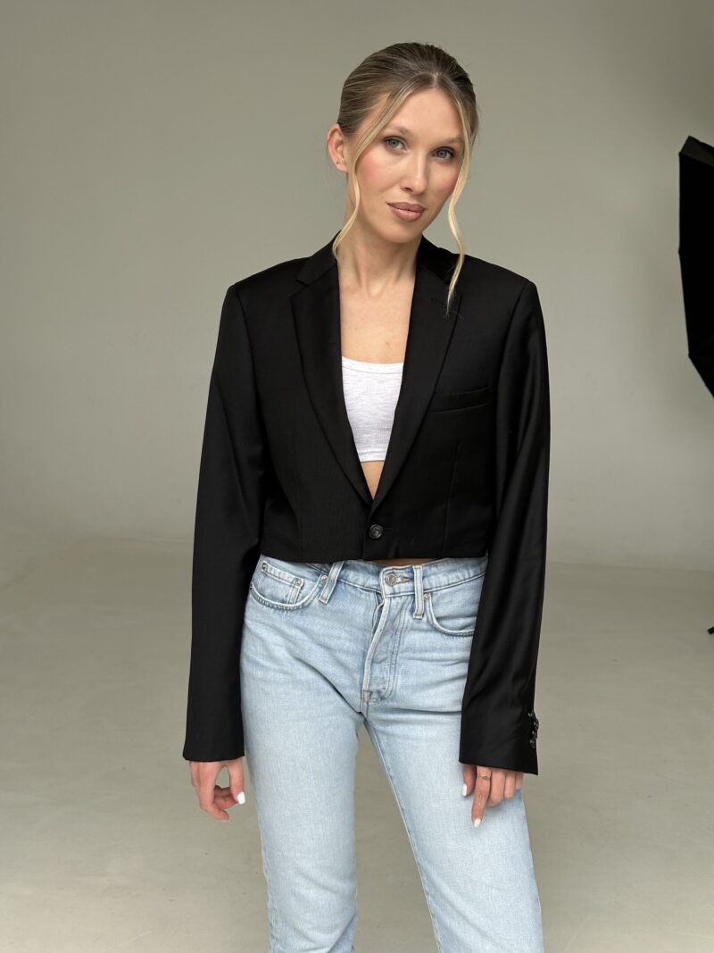 MINI WEŁNIANA CZARNA MARYNARKA no3