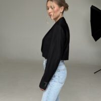 MINI WEŁNIANA CZARNA MARYNARKA no3