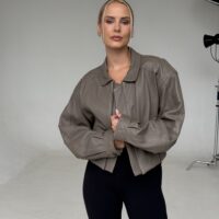 KURTKA ZE SKÓRY NATURALNEJ SZARA No1