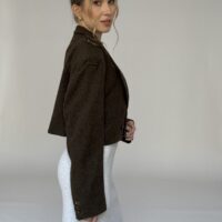 KRÓTKA BRĄZOWA CIEPŁA MARYNARKA Z PAGONAMI