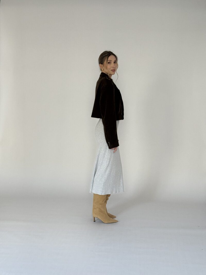 KRÓTKA BRĄZOWA CIEPŁA MARYNARKA Z PAGONAMI