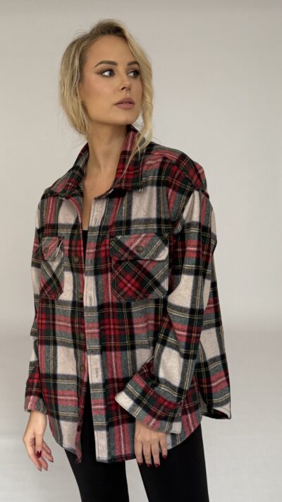 OVERSIZOWA KOSZULA W KRATĘ Z PODUSZKAMI no4