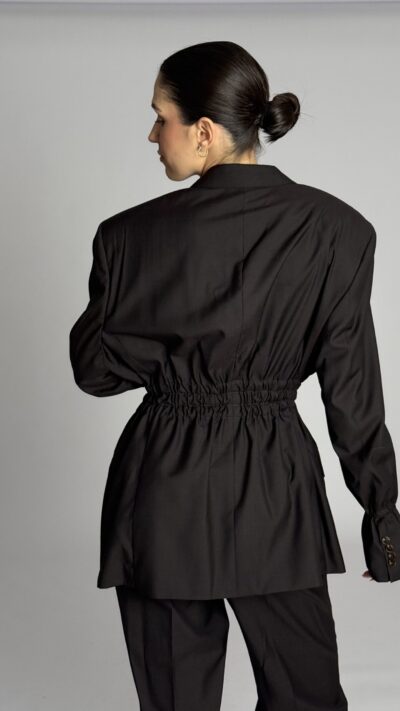 TALIOWANY WEŁNIANY GARNITUR BRĄZOWY