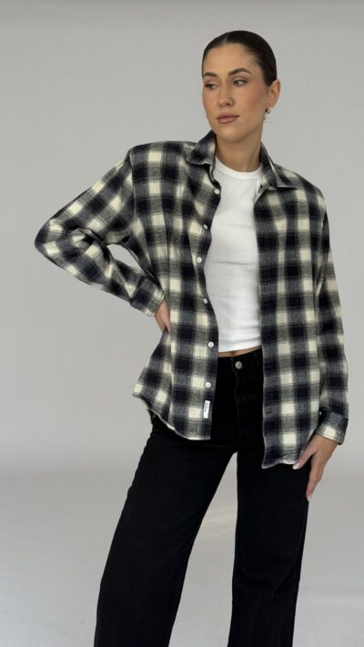 OVERSIZOWA KOSZULA W KRATĘ Z PODUSZKAMI no5