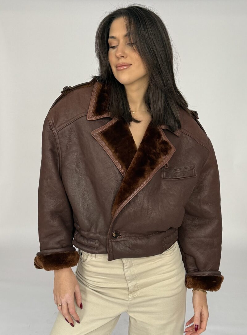 KRÓTKI BRĄZOWY KOŻUCH NATURALNY no5