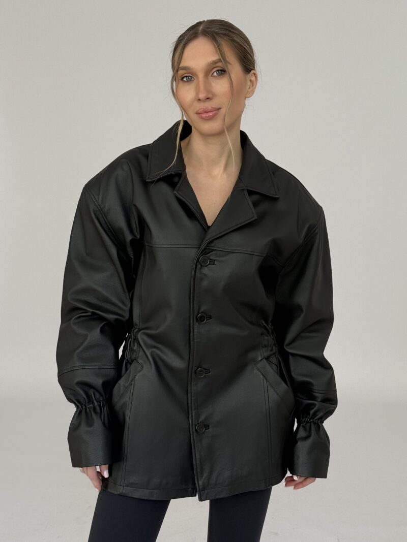 TALIOWANA CZARNA KURTKA ZE SKÓRY NATURALNEJ no2