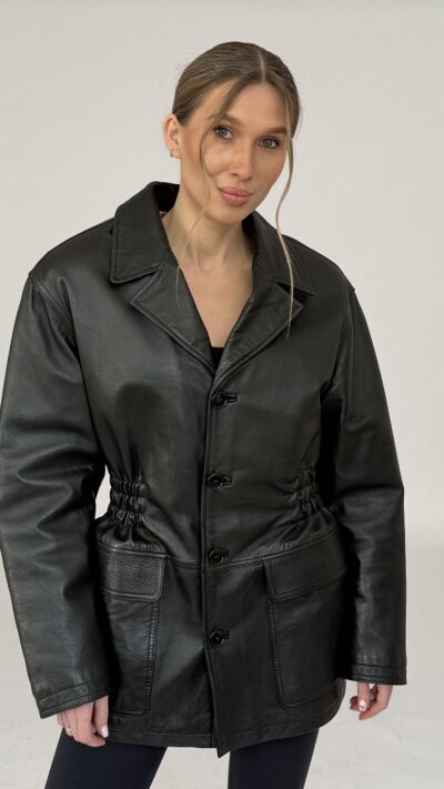 TALIOWANA CZARNA KURTKA ZE SKÓRY NATURALNEJ no3