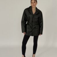 TALIOWANA CZARNA KURTKA ZE SKÓRY NATURALNEJ no3