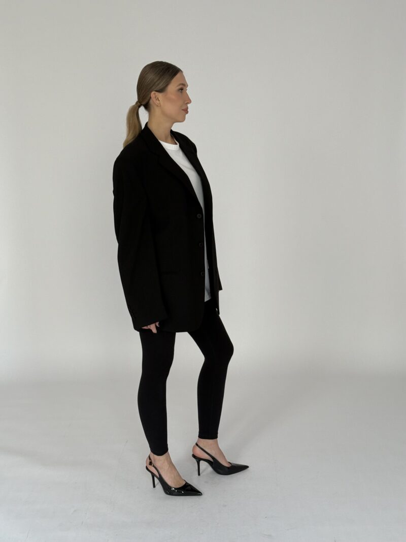 OVERSIZOWA WEŁNIANA CZARNA MARYNARKA no1