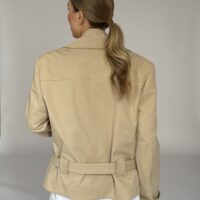 KRÓTKI BEŻOWY BAWEŁNIANY TRENCZ